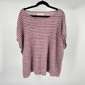 Madewell Women's XS Oversized Striped 100% Linen Top Shirt Coastal Parisian Chic